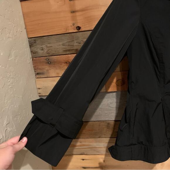 KaufmanFranco Wrap Button Lightweight Jacket Black Size 10/46 Minimal Luxury - Picture 3 of 14